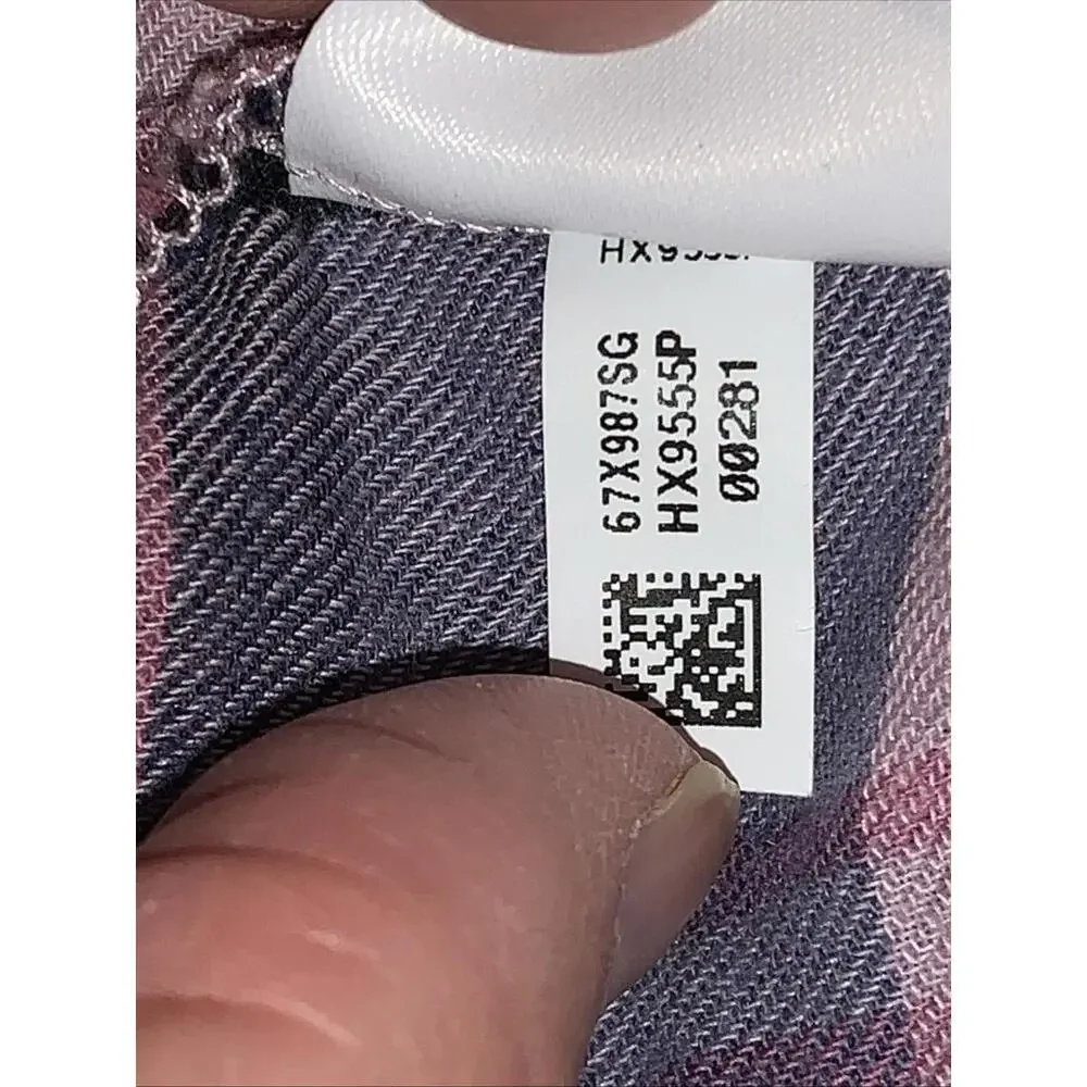 American Eagle Outfitters Cropped Flannel Shirt Sz Small Pink Blues - Picture 12 of 12